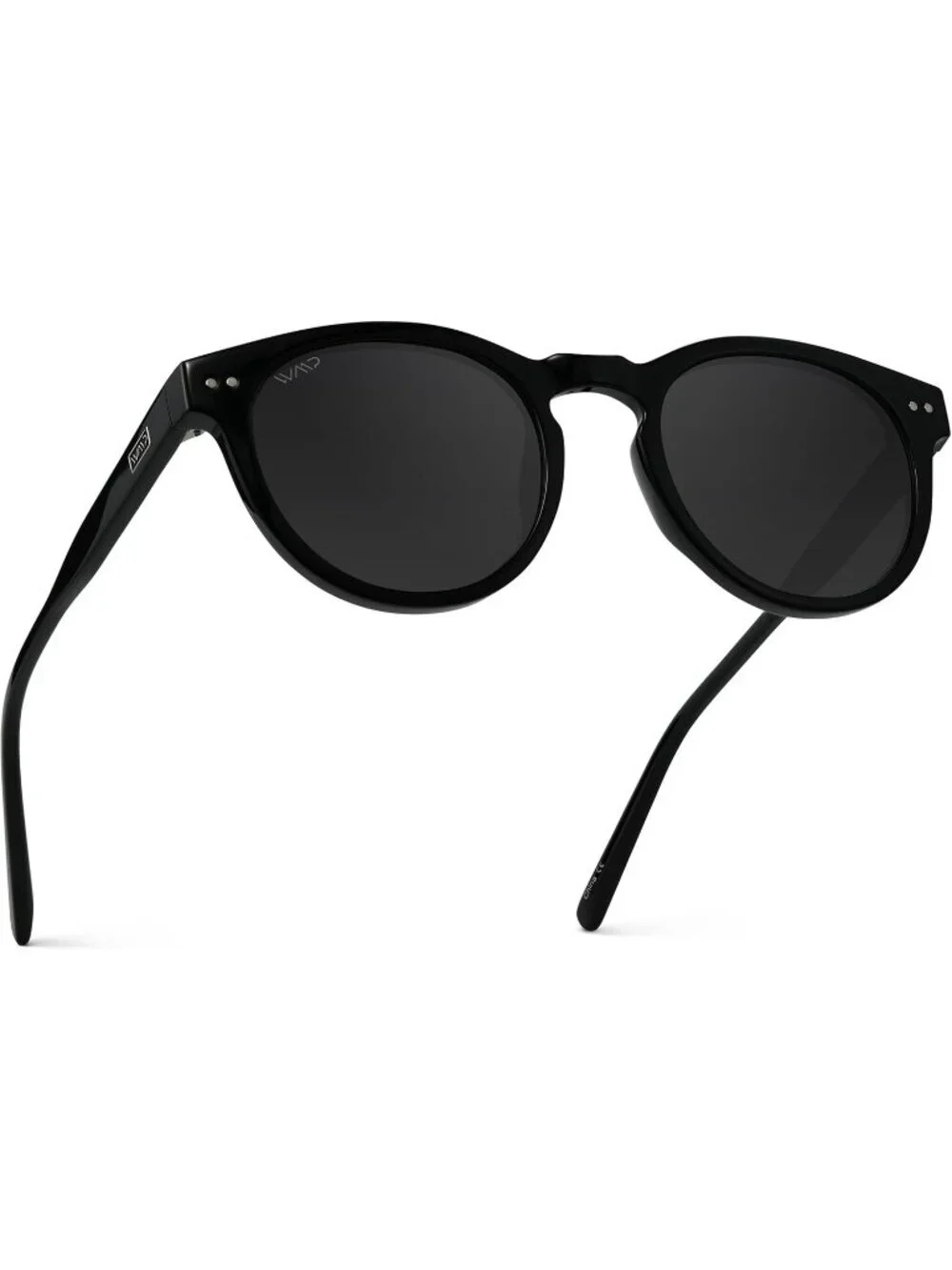 Women's Black Frame Smoke Lens Glasses Round Polarized Retro Wear Protection